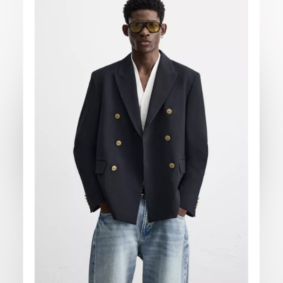 Zara Double Breasted Button Blazer - Picture 2 of 8